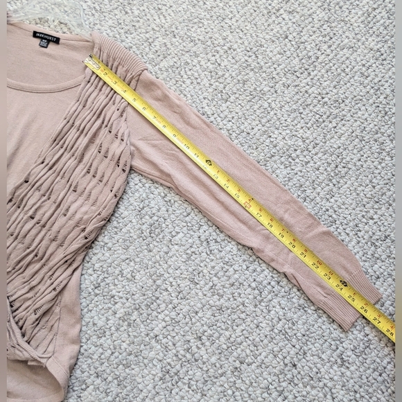 Parkhurst Women's (Size M) Tan Sweater with Faux-Shawl Accent & Rounded Back Hem - Picture 8 of 12